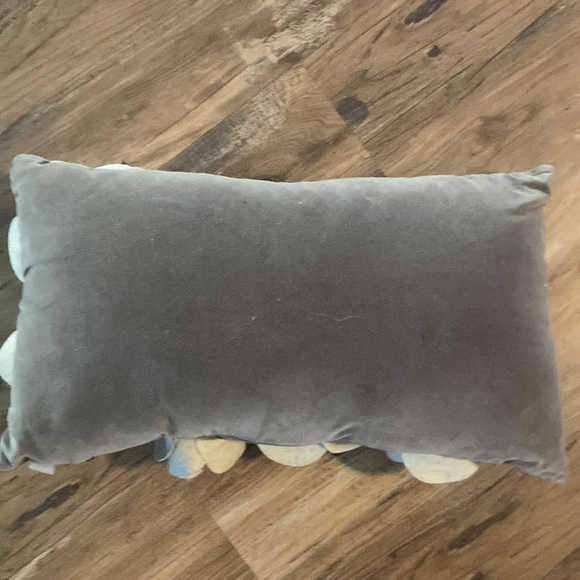 Grey Pillow with Purple Flower Appliqué - Picture 3 of 4